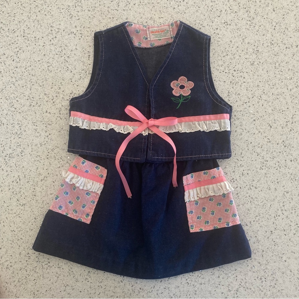80’s vintage baby denim 2 piece vest and skirt